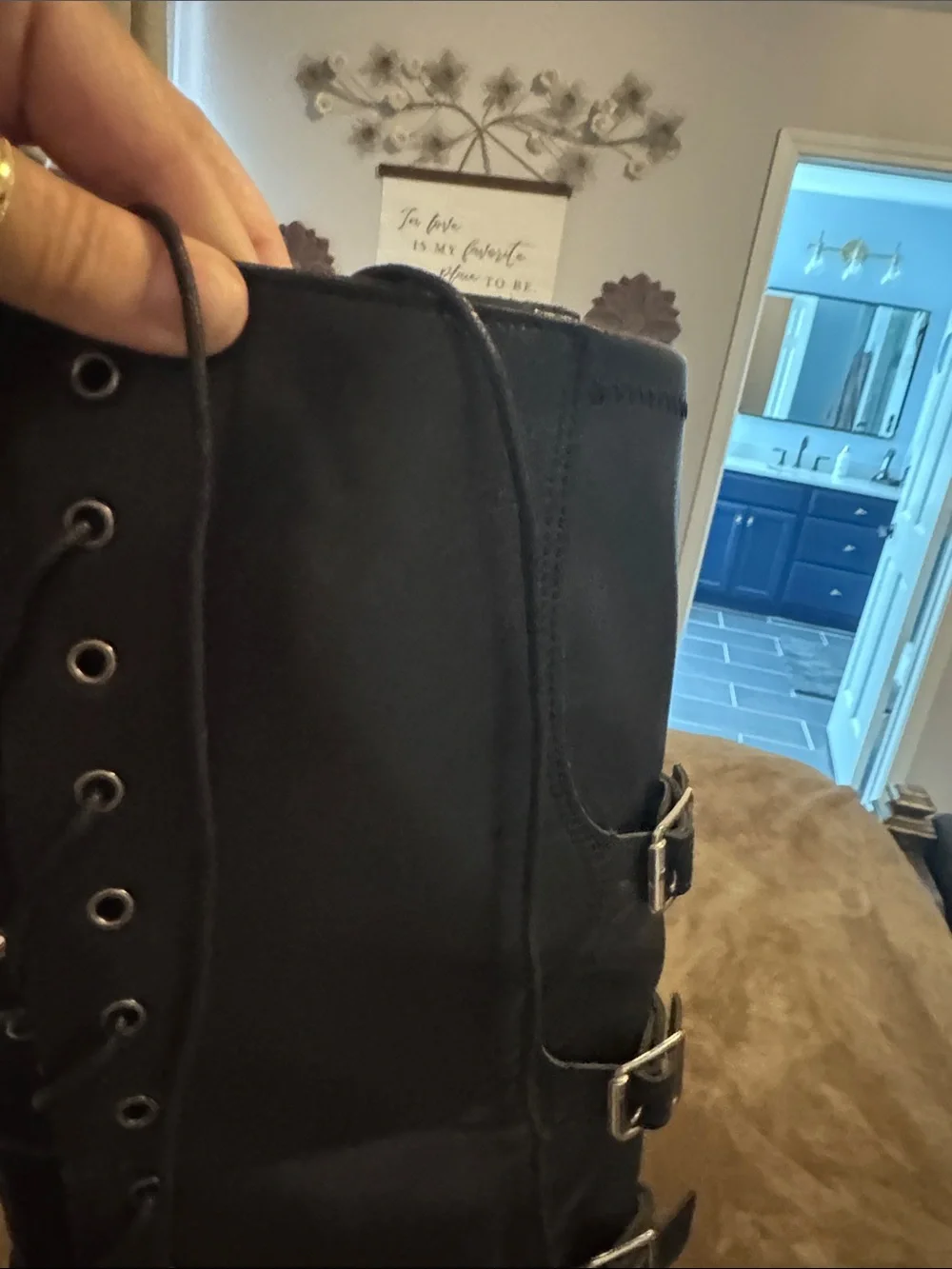 Black Over-the-Knee Platform Lace-Up Boots